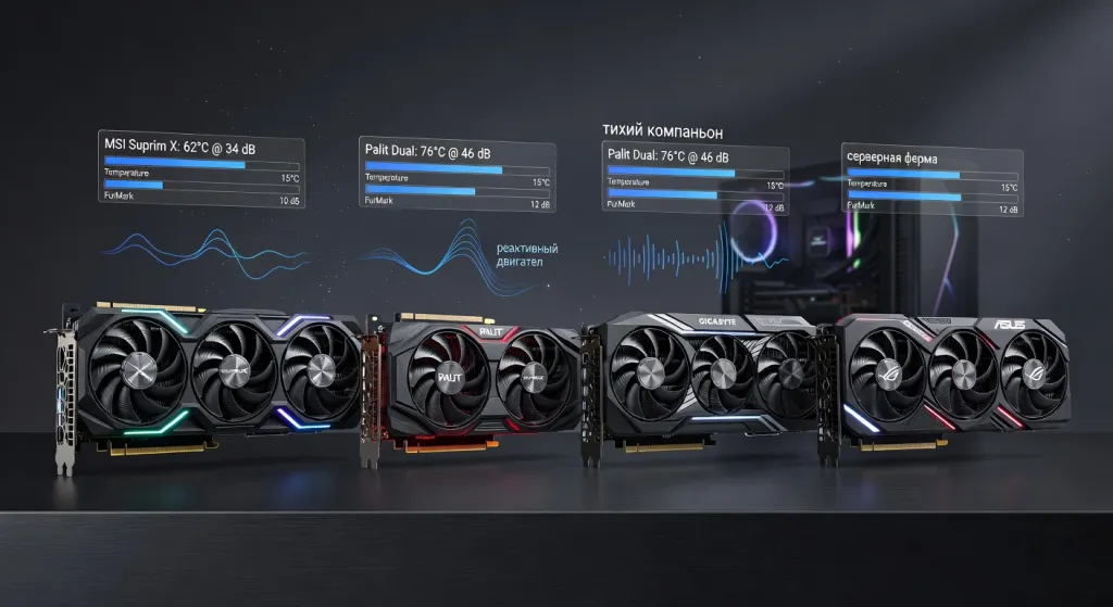 Версии RTX 3070 Ti от MSI, Palit, Gigabyte, Asus: какая модель самая тихая и холодная под нагрузкой