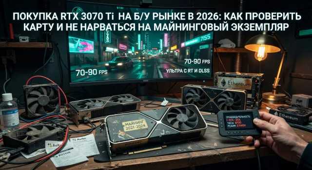 Покупка RTX 3070 Ti на б/у рынке в 2026: как проверить карту и не нарваться на майнинговый экземпляр
